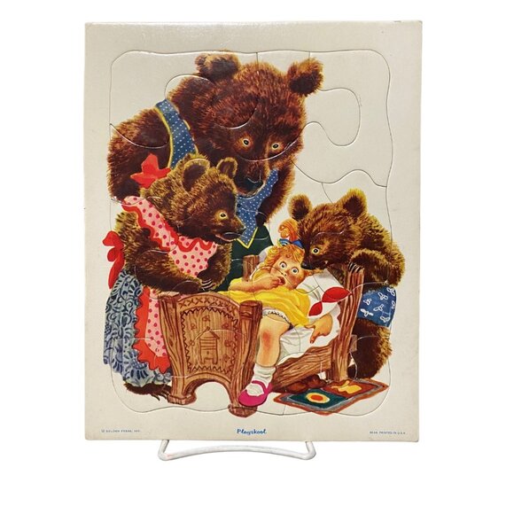 Vintage Playskool Goldilocks & The Three Bears Wooden Puzzle 5800 - Picture 1 of 3